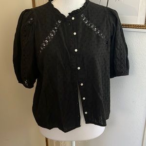 Old Navy black cotton eyelet top NWT.